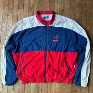 Vintage USA Hockey 1998 Pacific Jammin Mens Windbreaker Jacket XL Red White Navy